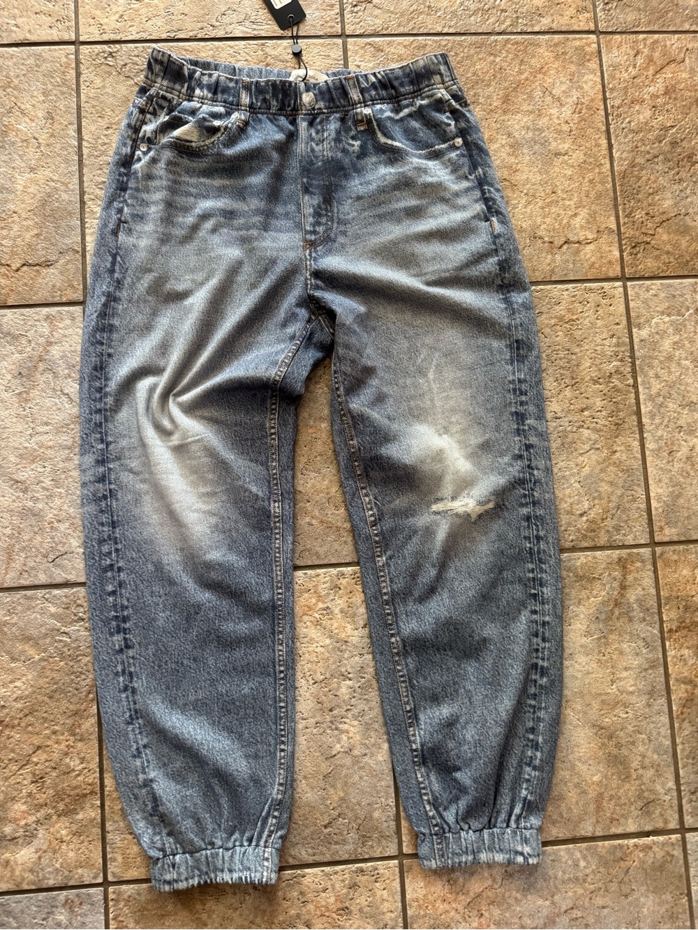 rag & bone Distressed Light Blue Denim Jogger Pants